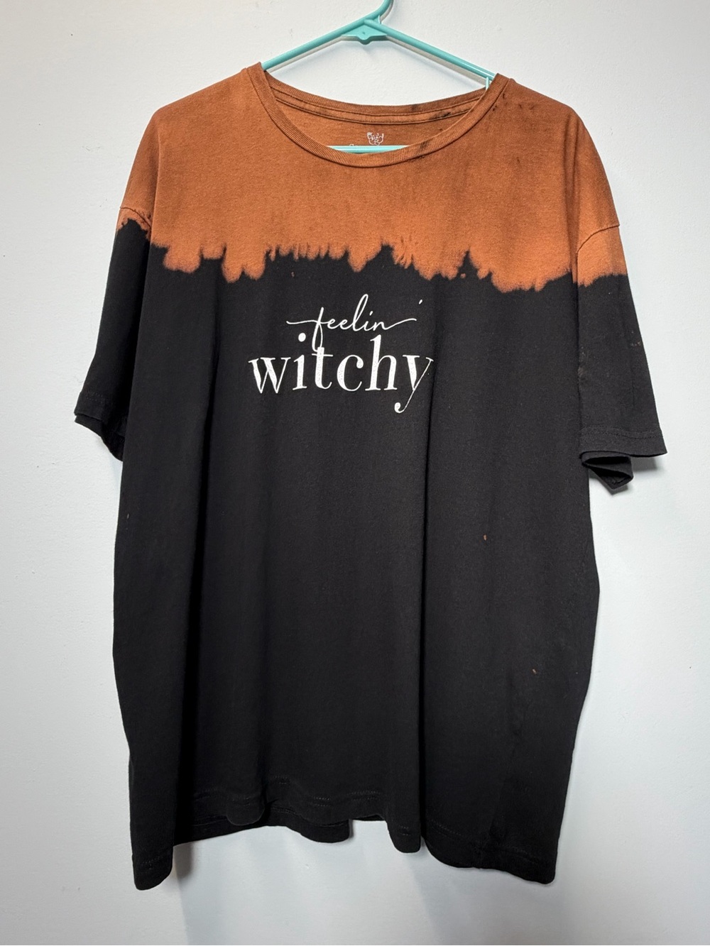 Feelin' Witchy Bleach Dyed Black & Burnt Orange Tee